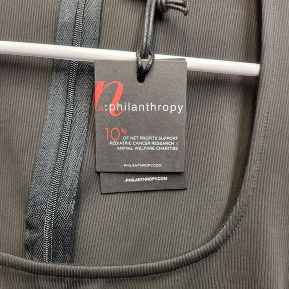 N:Philanthropy Women Casual Top Black Long Sleeve Mock Neck Cutout Ribbed S NWT! - Picture 7 of 15